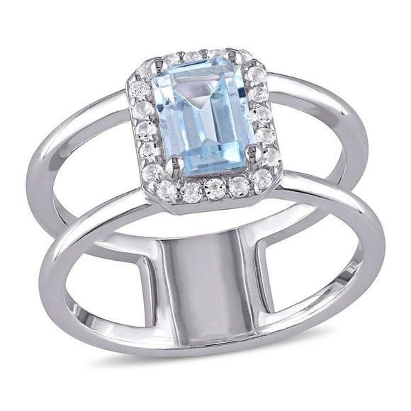 Sterling Silver Blue & White Topaz Ring - Picture 3 of 3
